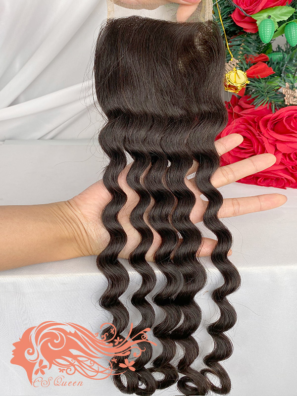 Csqueen Raw Rare Wave 4*4 Transparent Lace closure Free Part 100% Unprocessed Hair - Click Image to Close